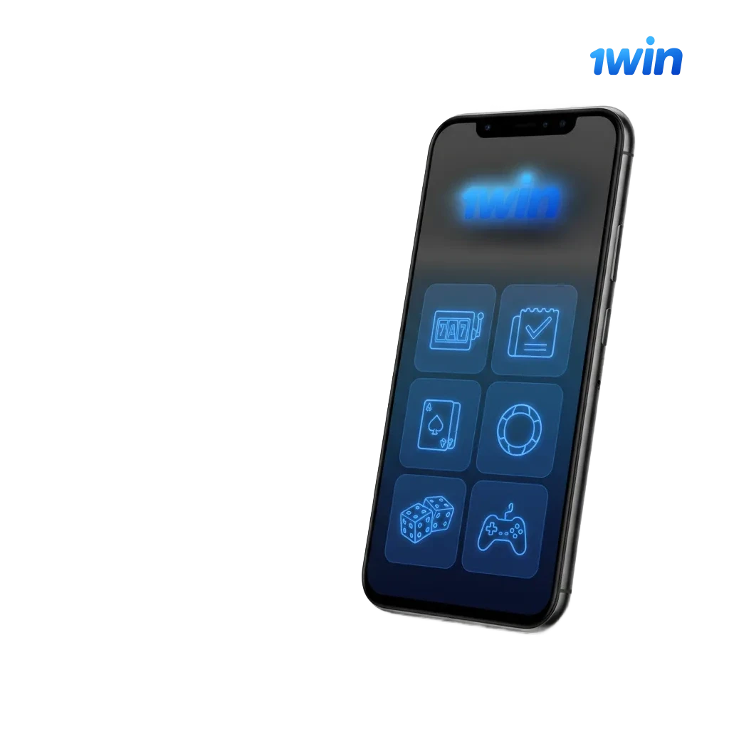 App 1win para Android en un teléfono, con pasos de instalación y funciones de apuestas y casino optimizadas para móvil.